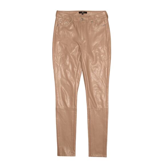 7‎ FOR ALL MANKIND $198 Faux Leather Skinny Pant Beige XS - Picture 1 of 4